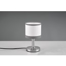 Trio R59551006 Tischleuchte Davos 1x10W | E14 | IP20 - Kabelschalter, Stoffschirm, chrom/weiss