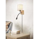 Trio 212879236 Wandleuchte Nilam 1x28W | E27 + 1x3,1W | 310lm | 3000K | IP20 - flexibler Arm, Osram LED-Quelle, getrenntes Schalten der Lichtquellen, Schalter an der Struktur, weiß, Holz