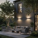 Ideal Lux 163 543 Außenwandleuchte Andromeda Grigio 2x60W | E27 | IP54 - grau