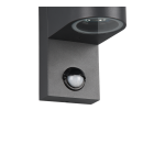 Trio 214260242 Außenwandleuchte mit Bewegungsmelder Roya 2x35W | GU10 | IP44 - Anthrazit