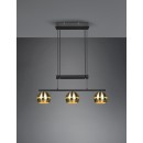 Trio 3133300308 Fletcher 3x40w Deckenleuchte | E14 - einstellbare Höhe, schwarz, Messing