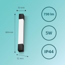Philips 8720169300255 LED Wandleuchte über dem Spiegel Rover | 5W integrierte LED-Quelle | 550lm | 2700K