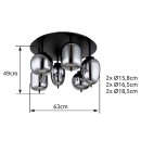 Globo 15345-6D Deckeneinbauleuchte Blacky I 6x40W | E14 - schwarz, rauchig