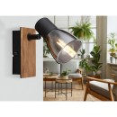 Globo 54307-1W Wandleuchte Claude 1x40W | E14 - Schwarz, Holz, Rauch