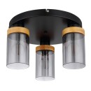 Globo15557-3D Deckeneinbauleuchte Finca 3x40W | E27 - Schwarz, Holz, Rauch
