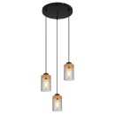Globo 15557-3H Deckenleuchte Finca 3x40W | E27 - Schwarz, Holz, Rauch