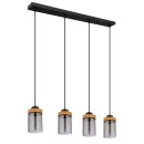 Globo 15557-4H Deckenleuchte Finca 4x40W | E27 - Schwarz, Holz, Rauch