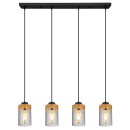 Globo 15557-4H Deckenleuchte Finca 4x40W | E27 - Schwarz, Holz, Rauch