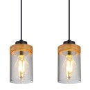 Globo 15557-4H Deckenleuchte Finca 4x40W | E27 - Schwarz, Holz, Rauch