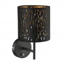 Globo 15264W Wandleuchte Tuxon 1x40W | E14 - Schalter auf dem Körper, schwarz, gold
