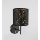 Globo 15264W Wandleuchte Tuxon 1x40W | E14 - Schalter auf dem Körper, schwarz, gold