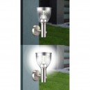 Globo 33435 LED Solar-Außenwandleuchte mit Bewegungssensor Solarleuchte Edelstahl 1x6W | 550L | 3000K | IP44 - grau