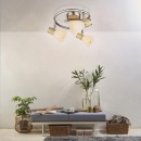 Globo 54352-3 Deckenleuchte Gylfi 3x40W | E14 - Opal, matt, Nickel, Holz