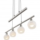 Globo 54341-4Z Pendelleuchte Elliott 4x5W| E14 LED | 1280lm | 3000K - inklusive Leuchtmitteln, höhenverstellbar, Glas, matt, Nickel