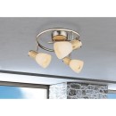 Globo 54352-3 Deckenleuchte Gylfi 3x40W | E14 - Opal, matt, Nickel, Holz