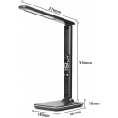 Immax 08965L LED Tischleuchte Kingfisher 36x85w | 400lm | 2700-5500k - dimmbar, Temperaturbeleuchtung, einstellbare Arm, Uhr, Thermometer, Wecker, schwarz