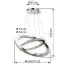 Globo 67032-60 LED Kronleuchter Marilyn 1x60W | 2840lm | 4000K - verstellbar, chrom, Kristall, transparent