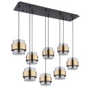 Globo 15560-8H Deckenleuchte Milley 8x60W | E27 - Schwarz, Messing, Rauch