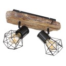 Globo 54017W-2 Deckenleuchte Priska 2x60W | E27- schwarz, Holz