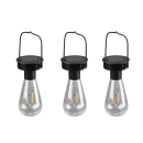 Trio R35146132 LED Solar Außenpendelleuchten Set Campus 3x0,1W | IP44 - 3er-Set, schwarz