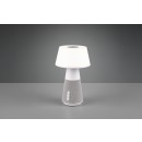 TRIO R52041101 LED Tischleuchte mit Lautsprecher DJ 1x4,5W | 600L | 2700-4500-6500K | IP20 - Temperatureinstellung, 3-Phasen-dimmbar, Bluetooth, Akku, laden über USB, weiß mit grau