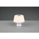 TRIO R52041101 LED Tischleuchte mit Lautsprecher DJ 1x4,5W | 600L | 2700-4500-6500K | IP20 - Temperatureinstellung, 3-Phasen-dimmbar, Bluetooth, Akku, laden über USB, weiß mit grau