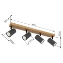 Globo 57911-4G Deckenleuchte Robby 4x35W | GU10 - schwarz, Holz