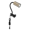 Globo 57911KM Tischleuchte mit Clip Robby 1x25W | GU10 - Kabelschalter, flexibler Arm, schwarz, Messing