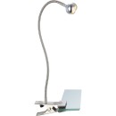 Globo 24109K LED Klemmleuchte Serpent 1x3W | 180L | 3000K - flexibler Arm, Schalter auf dem Körper, matt Nickel