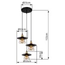Globo 15086-3BH Deckenleuchte Viejo 3x60W | E27 - Schwarz, Messing, Gold