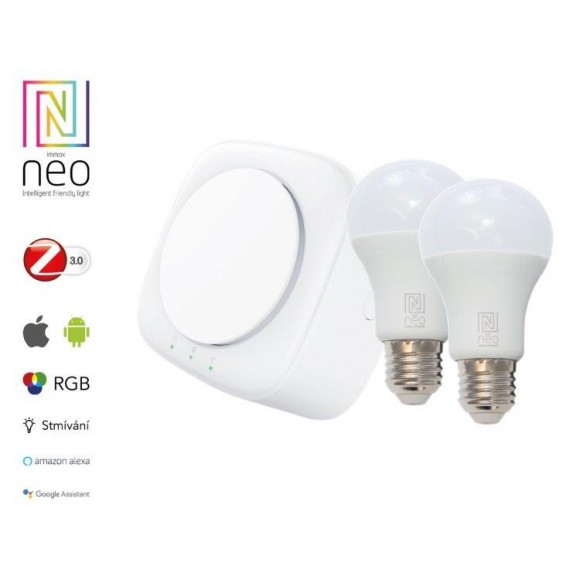 Immax Neo 07043C Set Lampen und Brücke Smart 2x8,5W | E27 - ZigBee 30, dimmbar