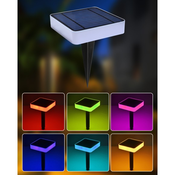 Immax NEO 07911L LED solar Erdspießleuchte SQUARE | 1W integrierte LED-Quelle | 401lm | RGBK