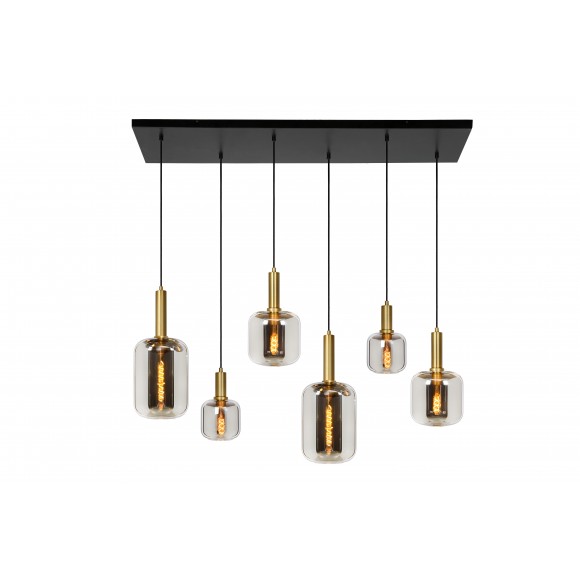 Lucide 45494/06/65 Hängende Deckenleuchte Joanet 6x40w | E27 - Gewürzgrau, Glas