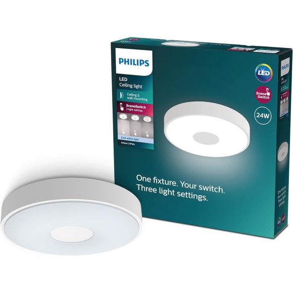 Philips 8720169301276 LED Deckenleuchte Coiner | 24W integrierte LED-Quelle | 2800lm | 4000K