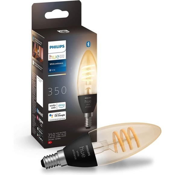 Philips Hue 8719514411807 LED-Filamentlampe Kerze 1x406W | E14 | 300lm | 2200-4500K - Weißes Ambiente