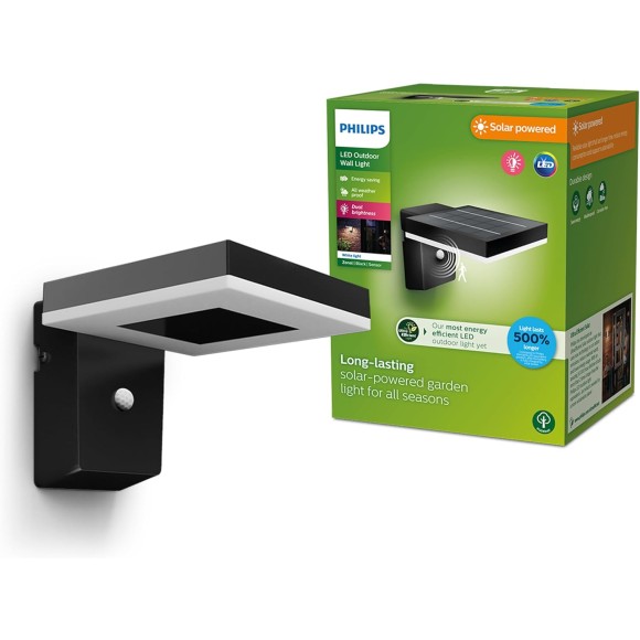 Philips 8720169265745 LED solar Außenwandleuchte Zonal | 1,3W integrierte LED-Quelle | 250lm | 3000K