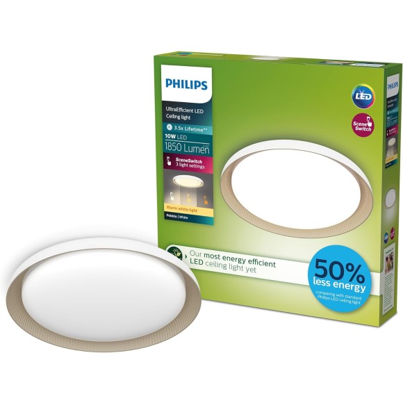 Philips 8720169301054 LED Deckenleuchte Pebblo  | 10W integrierte LED-Quelle | 1850lm | 2700K