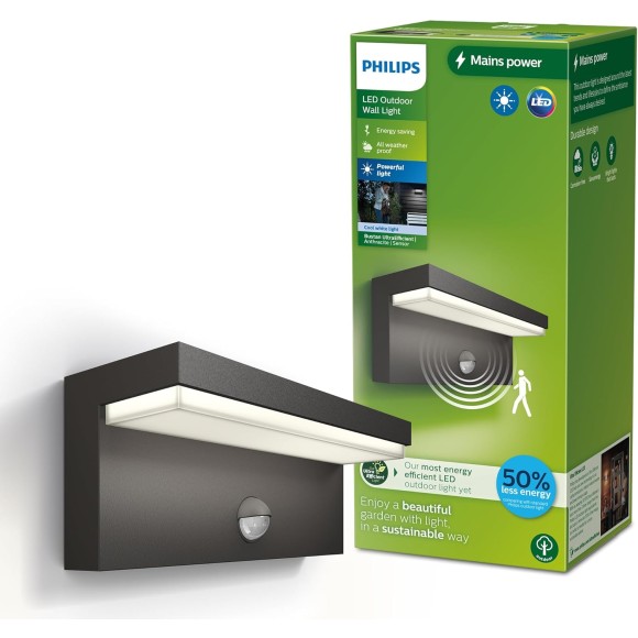 Philips 8720169257412 LED Außenwandleuchte Bustan | 3,8W integrierte LED-Quelle | 800lm | 4000K