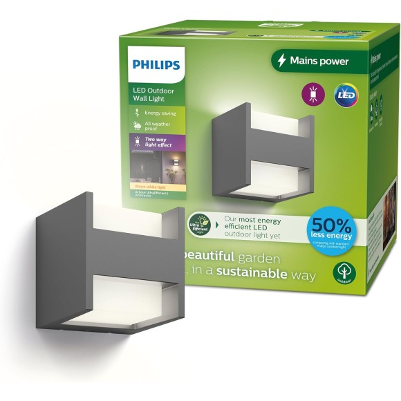 Philips 8720169263857 LED Außenwandleuchte Arbour | 3,8W integrierte LED-Quelle | 800lm | 2700K