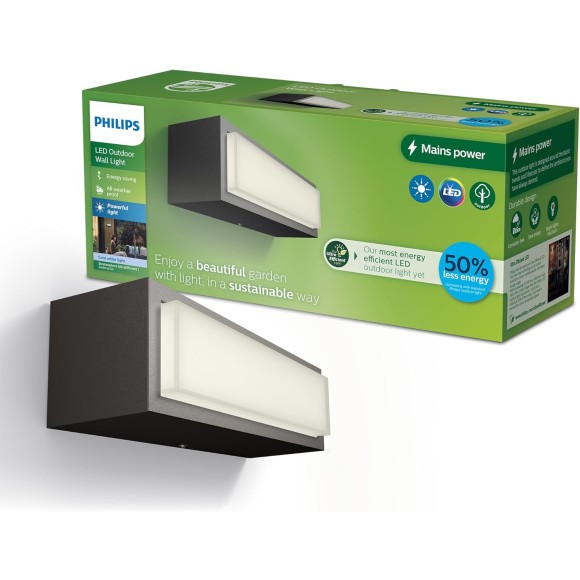 Philips 8720169263697 LED Außenwandleuchte Stratosphere | 3,8W integrierte LED-Quelle | 800lm | 2700K