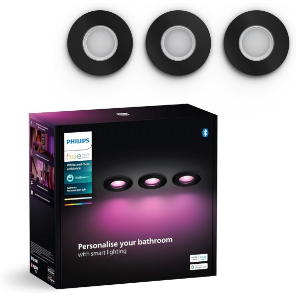 Philips HUE  8720169320895 LED Set von Spotleuchten Xamento  | 3x4,2W GU10 | 3x350lm | 2000-6500K+RGBK