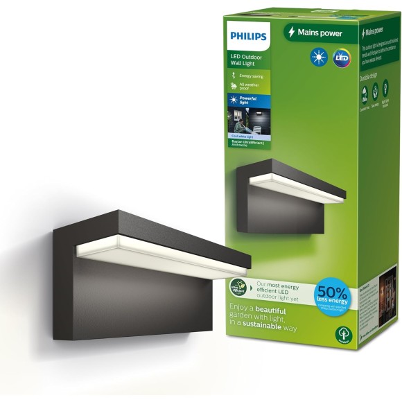 Philips 8720169257276 LED Außenwandleuchte Bustan | 3,8W integrierte LED-Quelle | 800lm | 4000K