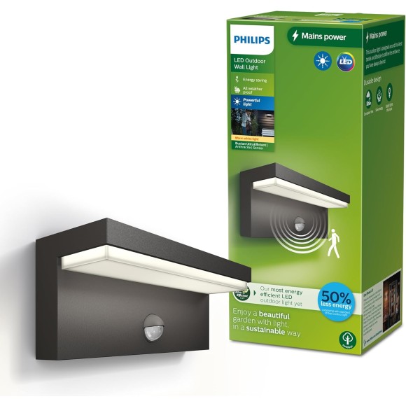 Philips 8720169257399 LED Außenwandleuchte Bustan | 3,8W integrierte LED-Quelle | 800lm | 2700K