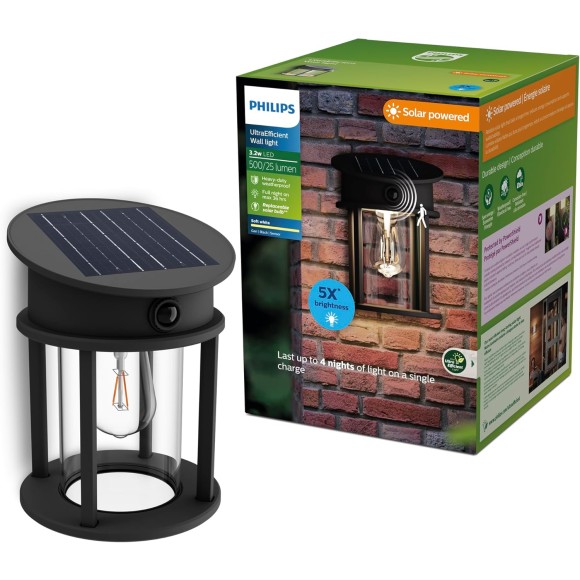 Philips 8720169361904 LED solar Außenwandleuchte Geri | 3,2W integrierte LED-Quelle | 500lm | 2700K