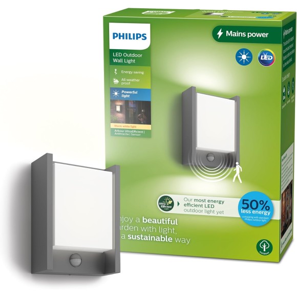 Philips 8720169263833 LED Außenwandleuchte Arbour | 3,8W integrierte LED-Quelle | 800lm | 2700K