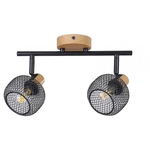 Rabalux 3128 Deckenleuchte Grendel 2x40W | E14 - Holz, schwarz