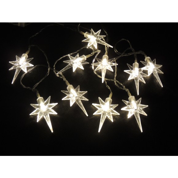 LED Weihnachtslichterkette, warmweiß - Sterne, batteriebetrieben, Länge 1,4 m, IP44 Innen- und Außenbereich