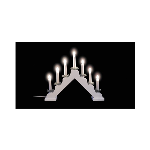 Holzleuchter weiß 7 LED