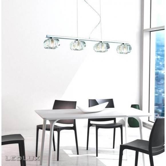 Azzardo AZ0493 Pendelleuchte Rubic 4 4x40W | G9 | IP20 - chrom, transparentglas