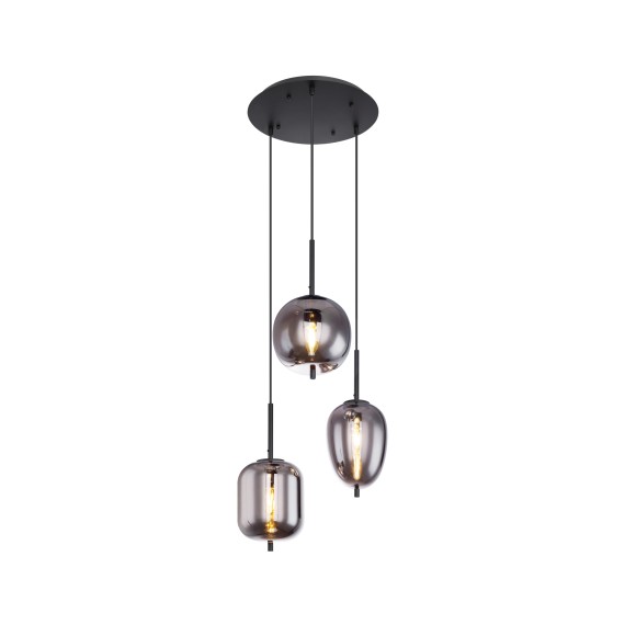 Globo 15345-3 Deckenleuchte Blacky 3x40W | E14 - schwarz, rauchig